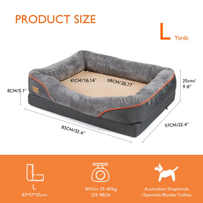 Large orthopedic memory foam dog bed with bolster and waterproof - My Pet Serenity