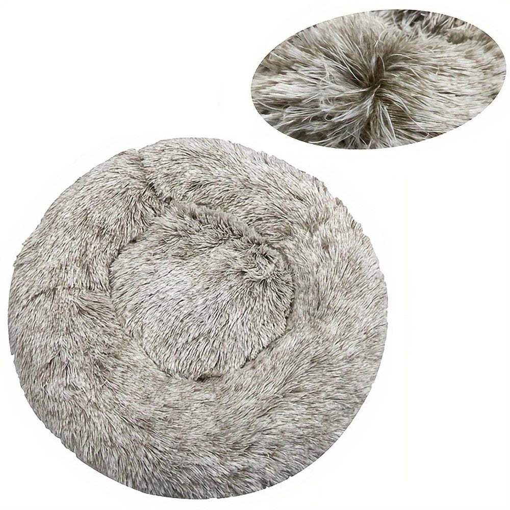 Round Dog and Cat Bed Winter Plush Washable Pet Bed for All Sizes - My Pet Serenity
