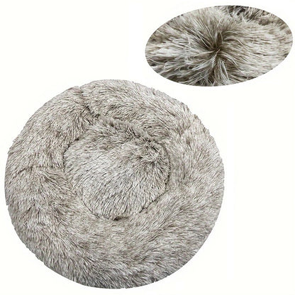 Round Dog and Cat Bed Winter Plush Washable Pet Bed for All Sizes - My Pet Serenity