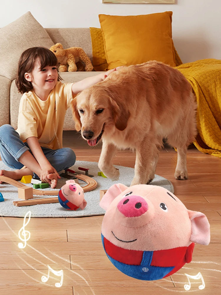 Plush Automatic Bouncing Dog Toy, Bite-Resistant Squeaky for Small Dog - My Pet Serenity
