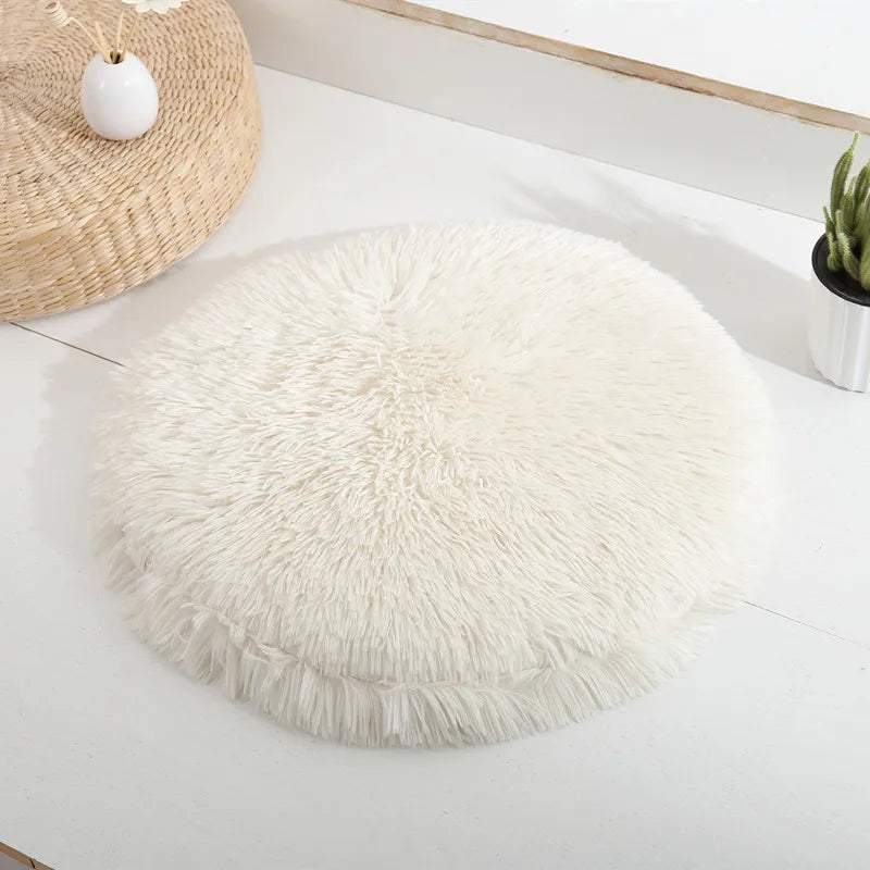 Round Cat & Small Dog Bed - Plush Fleece Sleep Mat, Cozy Nest - My Pet Serenity