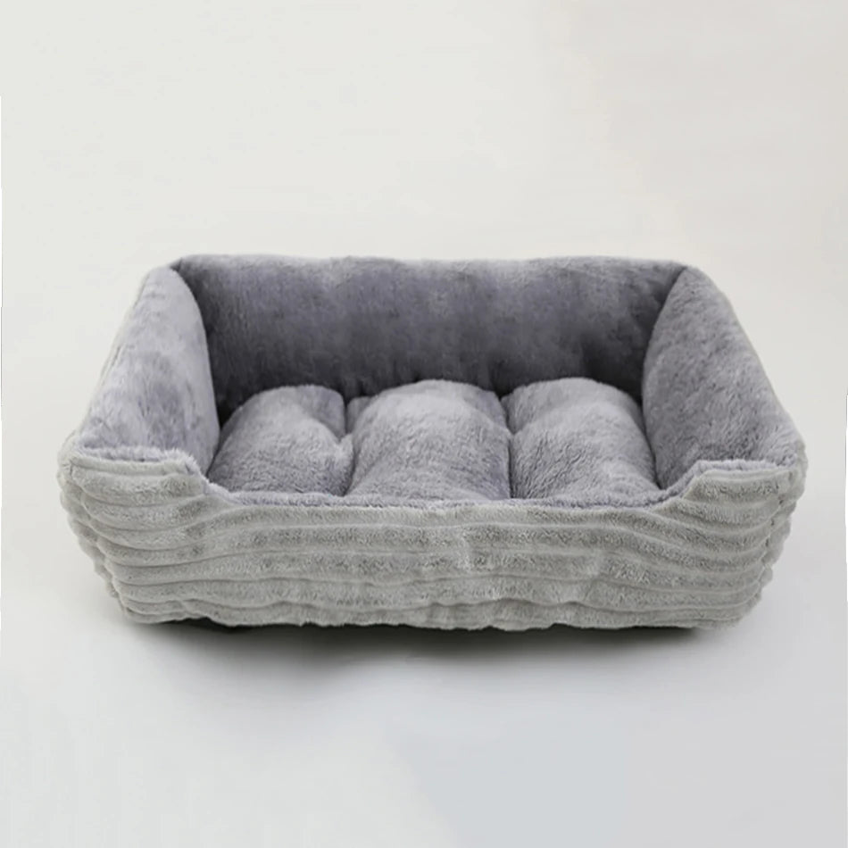 Square Plush Dog Cat Bed - Medium/Small Calming Kennel Sofa Cushion - My Pet Serenity