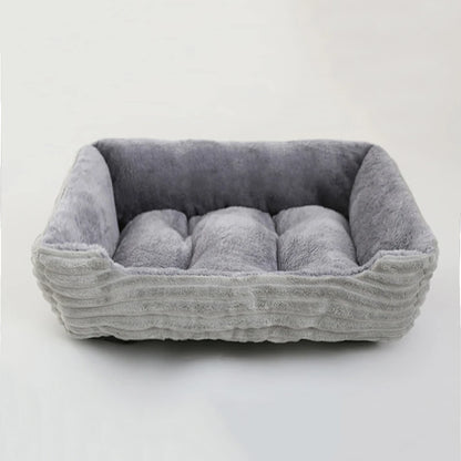 Square Plush Dog Cat Bed - Medium/Small Calming Kennel Sofa Cushion - My Pet Serenity
