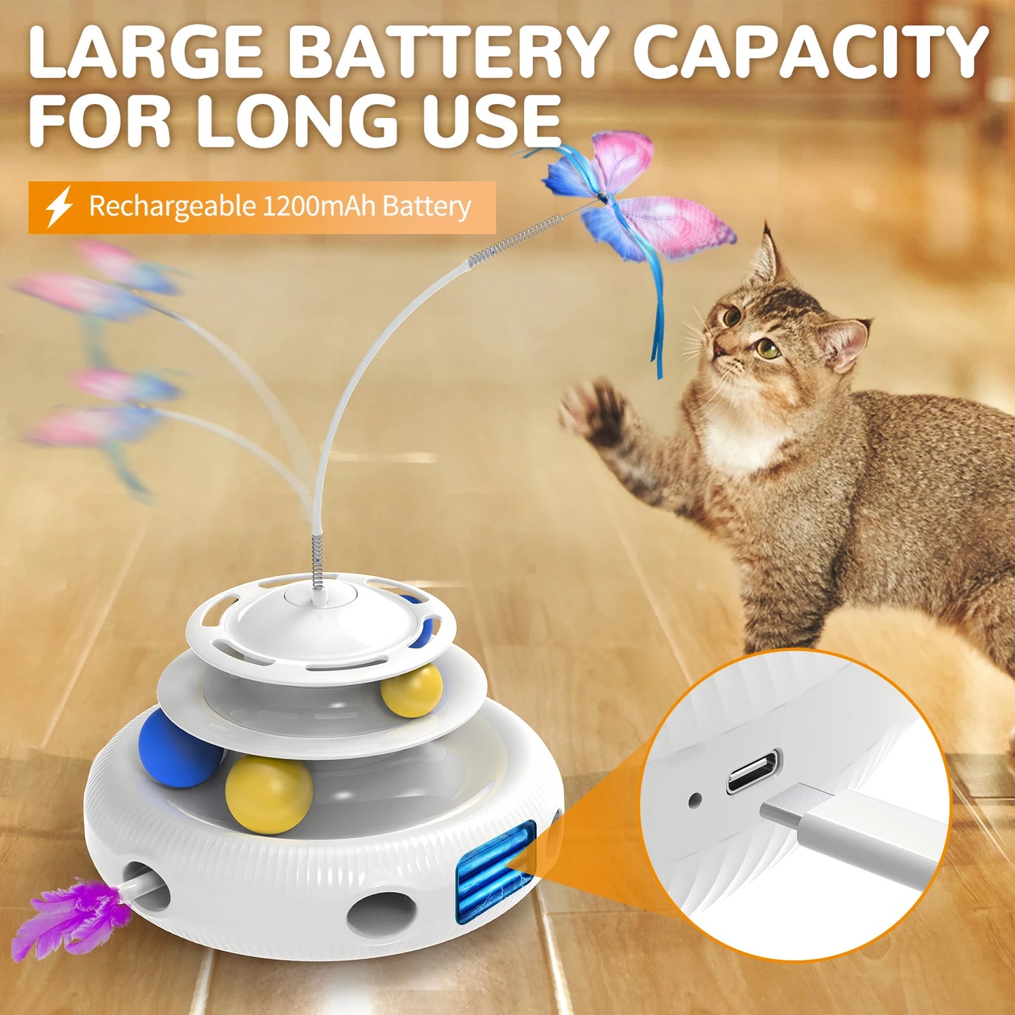Rechargeable USB Cat Laser Toy - Interactive Indoor Puzzle Feather - My Pet Serenity