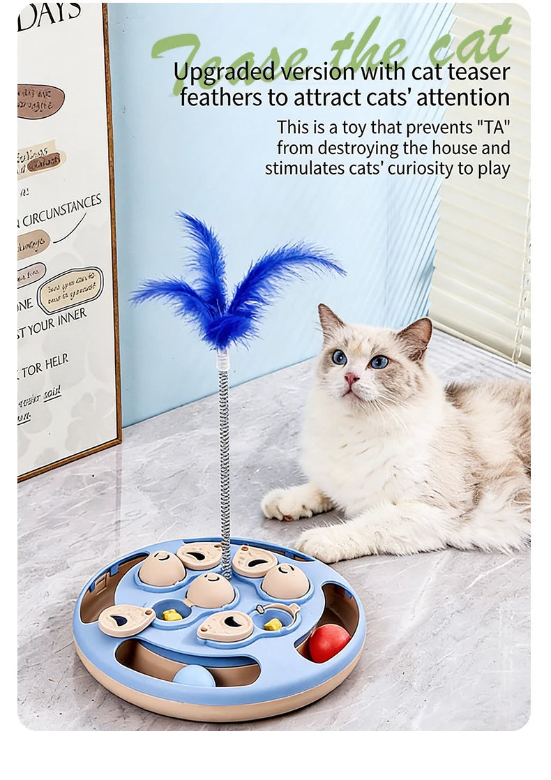 Cat Puzzle Toy Slow Feeder for Indoor Cats, Interactive Turntable - My Pet Serenity