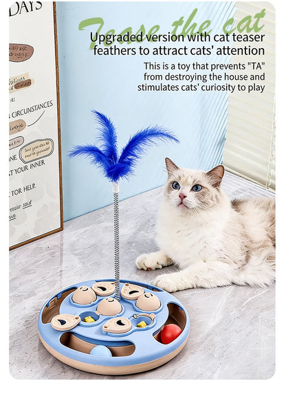 Cat Puzzle Toy Slow Feeder for Indoor Cats, Interactive Turntable - My Pet Serenity