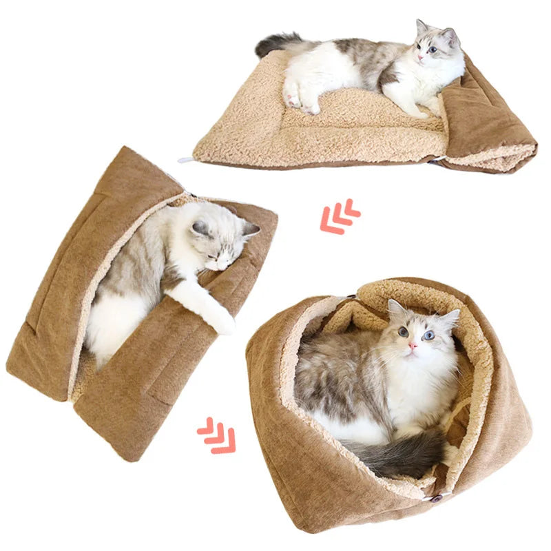 Warm Thick Cat Bed, Foldable Pet Mat for Cats and Small Dogs, Indoor - My Pet Serenity