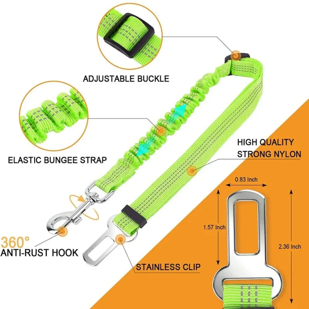 Reflective Dog Car Seat Belt - Adjustable Durable Nylon with Bungee - My Pet Serenity