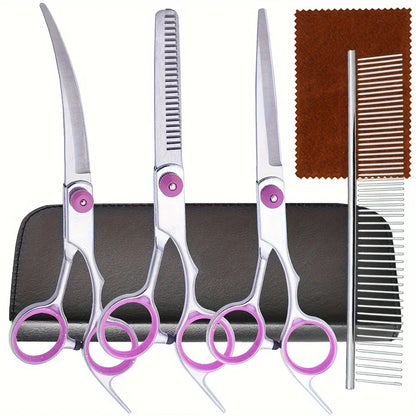 5-in-1 Dog Grooming Scissors with Curved Knife & Comb for Dogs & Cats - My Pet Serenity