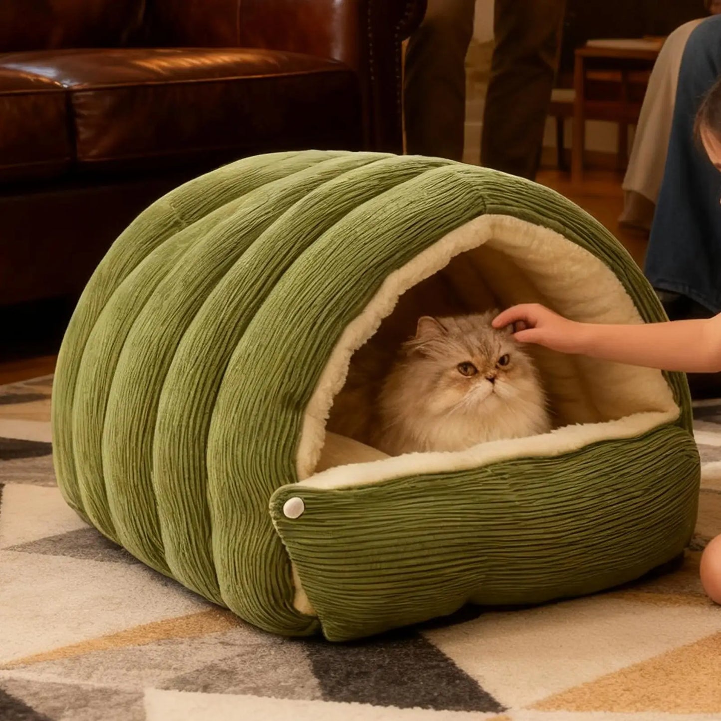 Winter Thickened Cat Bed Indoor Washable Plush Enclosed Warm Pet Bed - My Pet Serenity