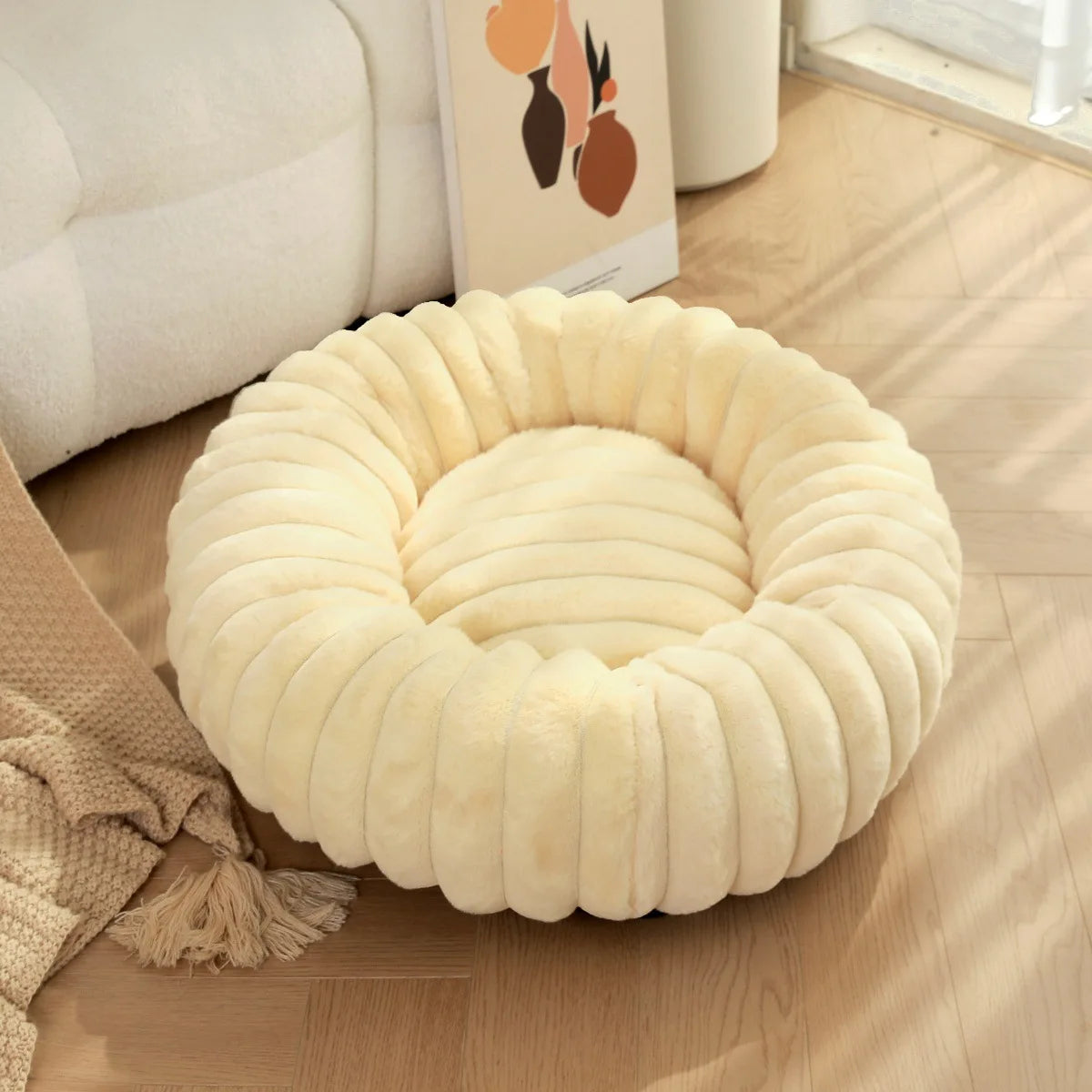 Round Pet Bed for Large Dogs and Cats, Washable All-Season Sofa Bed - My Pet Serenity