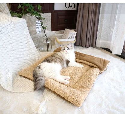 Warm Thick Cat Bed, Foldable Pet Mat for Cats and Small Dogs, Indoor - My Pet Serenity