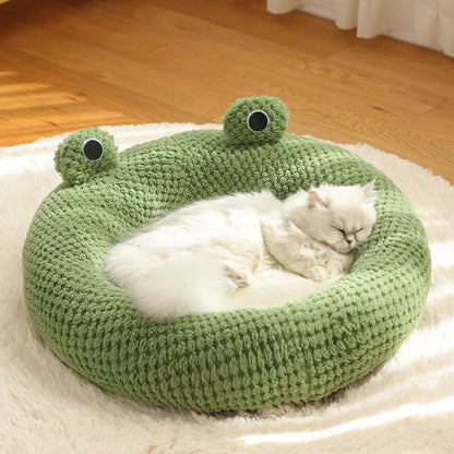 Winter Warm Dog Cat Nest Den - Plush Semi-Enclosed Frog Mattress - My Pet Serenity