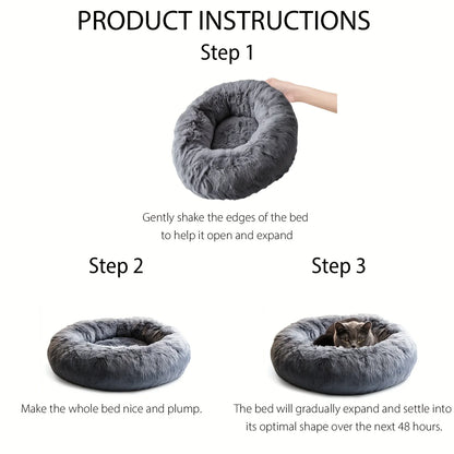 Plush Hooded Pet Bed Round Nest for Cats & Small Dogs, Soft Warm Cave - My Pet Serenity