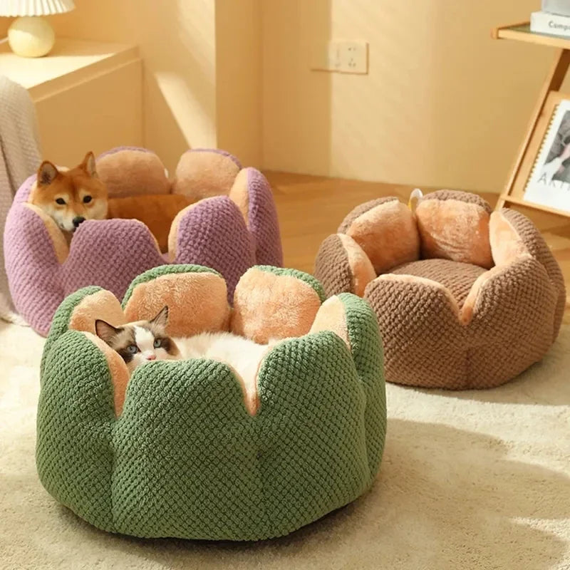 Winter Warm Plush Pet Bed for Cats and Small Dogs - Round Cat Bed - My Pet Serenity