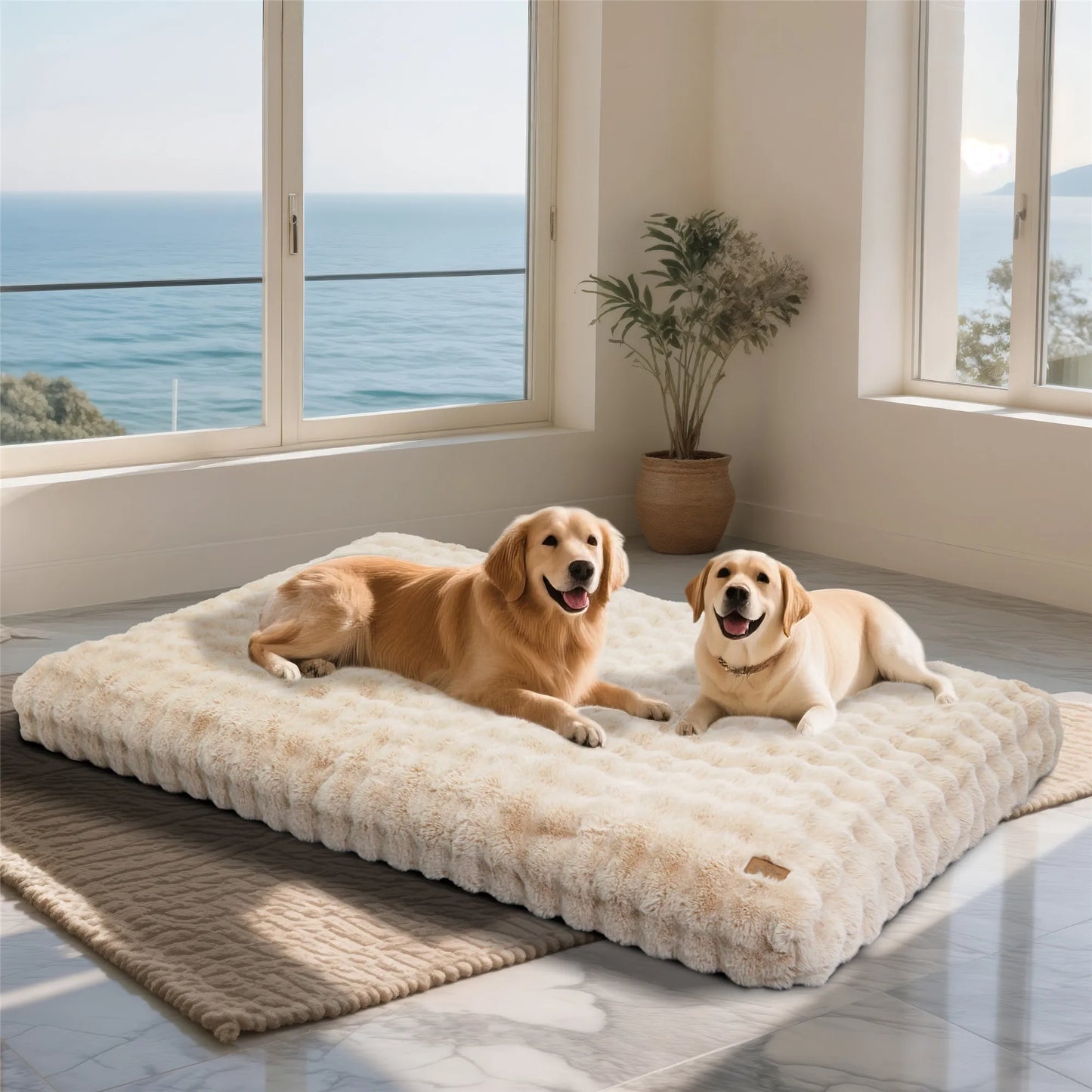 Extra Large Dog Crate Bed, Plush Faux-Fur Calming Crate Pad, Washable - My Pet Serenity