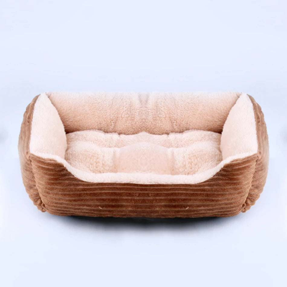 Square Plush Dog Cat Bed - Medium/Small Calming Kennel Sofa Cushion - My Pet Serenity