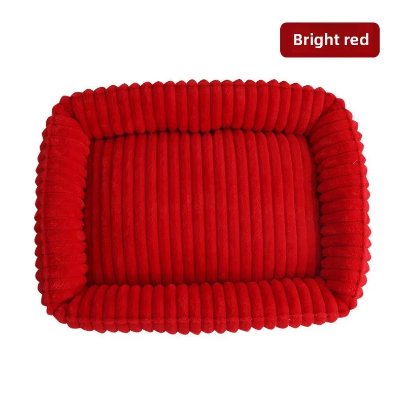 Rectangular Plush Dog Bed for Winter - Small to Large Pets & Cats - My Pet Serenity