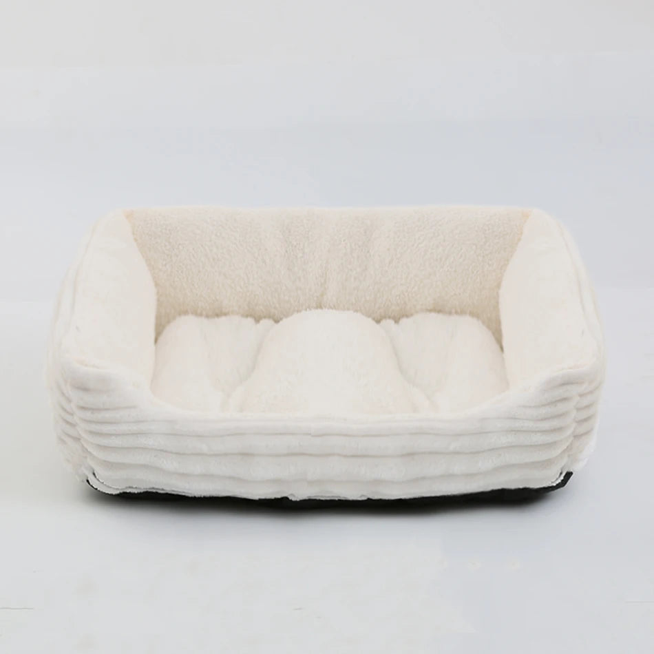 Square Plush Dog Cat Bed - Medium/Small Calming Kennel Sofa Cushion - My Pet Serenity