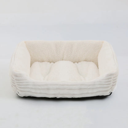 Square Plush Dog Cat Bed - Medium/Small Calming Kennel Sofa Cushion - My Pet Serenity