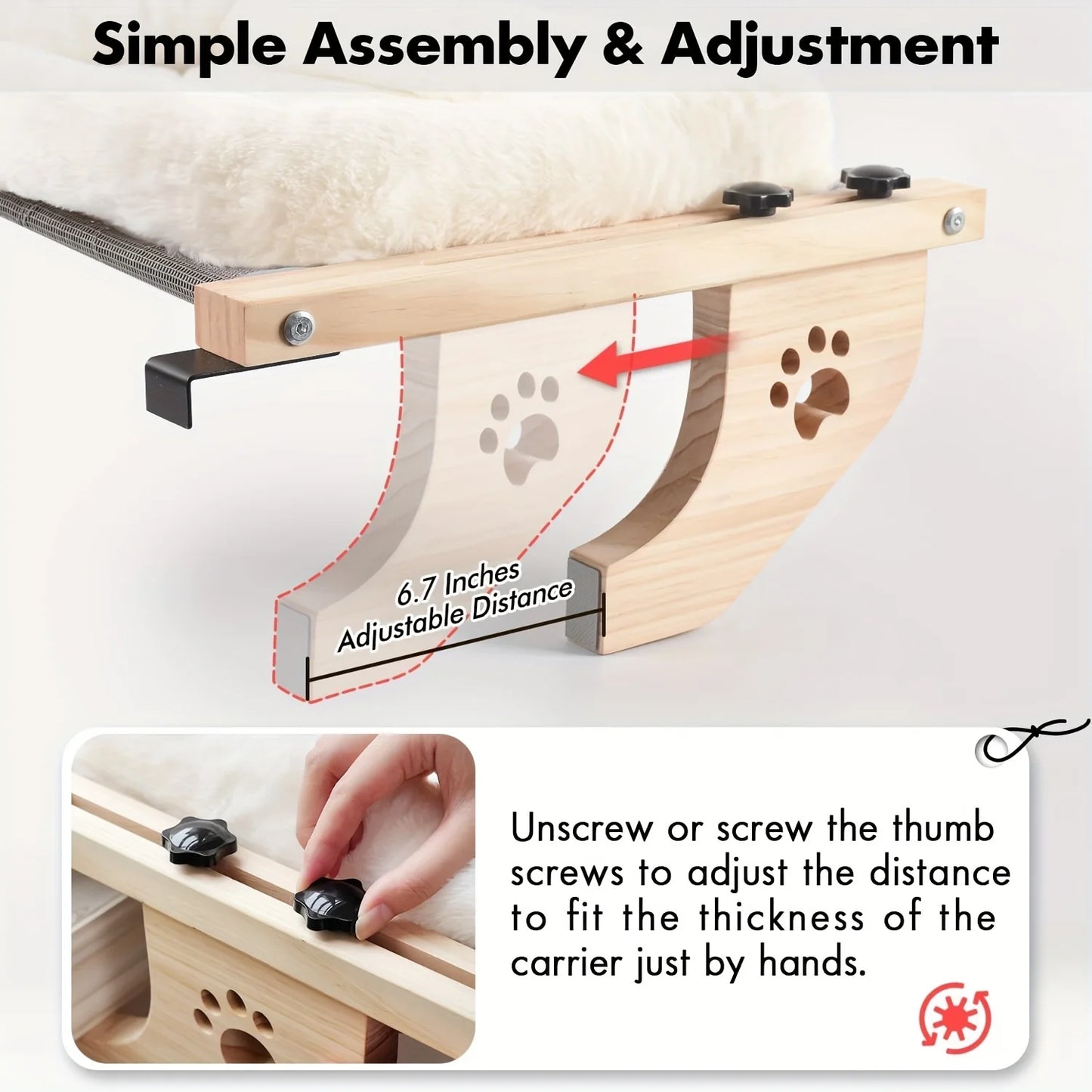 Adjustable Cat Window Perch with Fleece Hammock, Wall/Ceiling Mount - My Pet Serenity