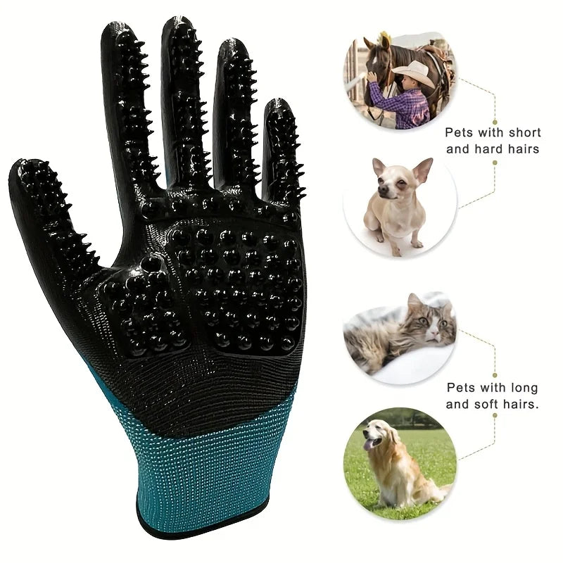 Grooming Gloves for Cats, Dogs - Soft Textured, Ergonomic Brush - My Pet Serenity