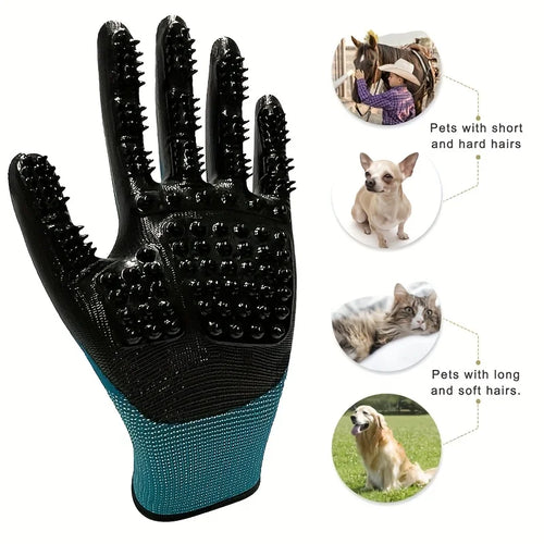 Grooming Gloves for Cats, Dogs - Soft Textured, Ergonomic Brush - My Pet Serenity