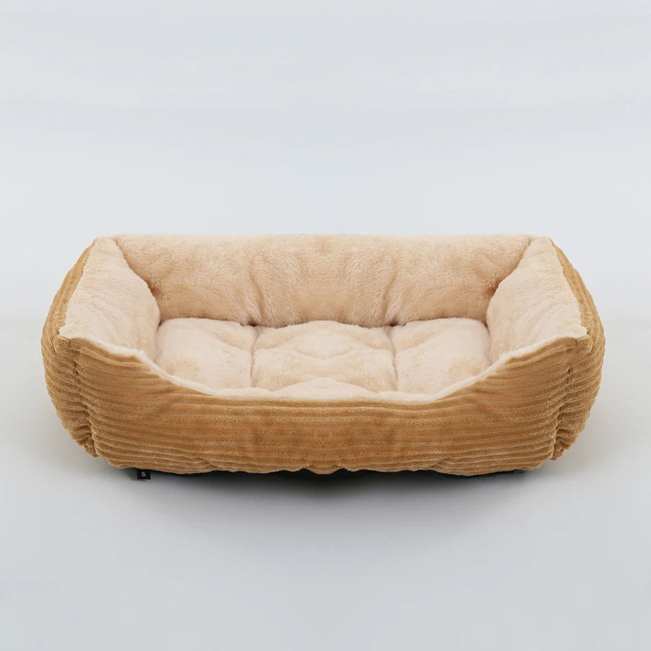 Square Plush Dog Cat Bed - Medium/Small Calming Kennel Sofa Cushion - My Pet Serenity