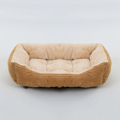 Square Plush Dog Cat Bed - Medium/Small Calming Kennel Sofa Cushion - My Pet Serenity
