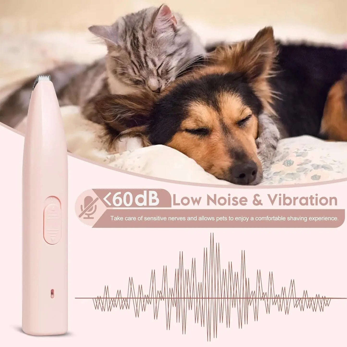 Electric pet shaver for cats & dogs, rechargeable, low-noise trimmer - My Pet Serenity