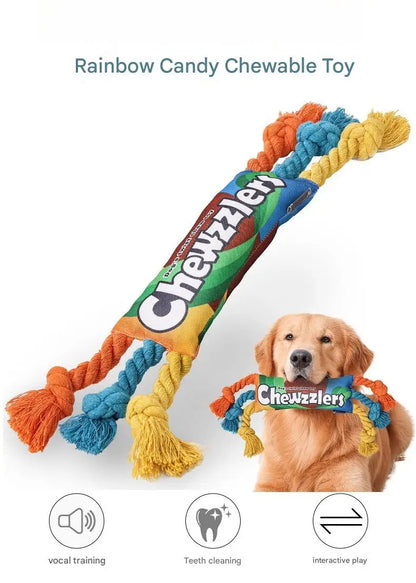Rainbow Twist Candy Dog Chew Toy with Squeaker - Bite-Resistant - My Pet Serenity