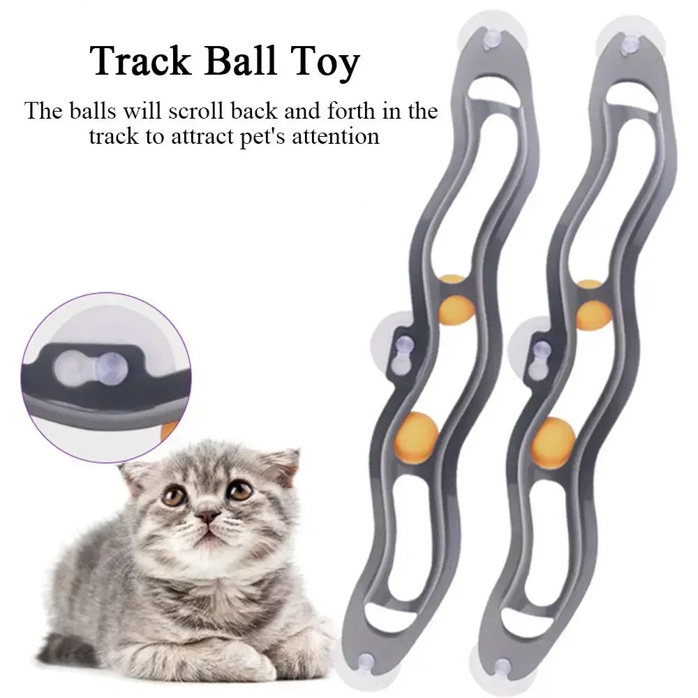 Cat Track Toy with Suction Cup Ball for Window/Glass Mount - My Pet Serenity