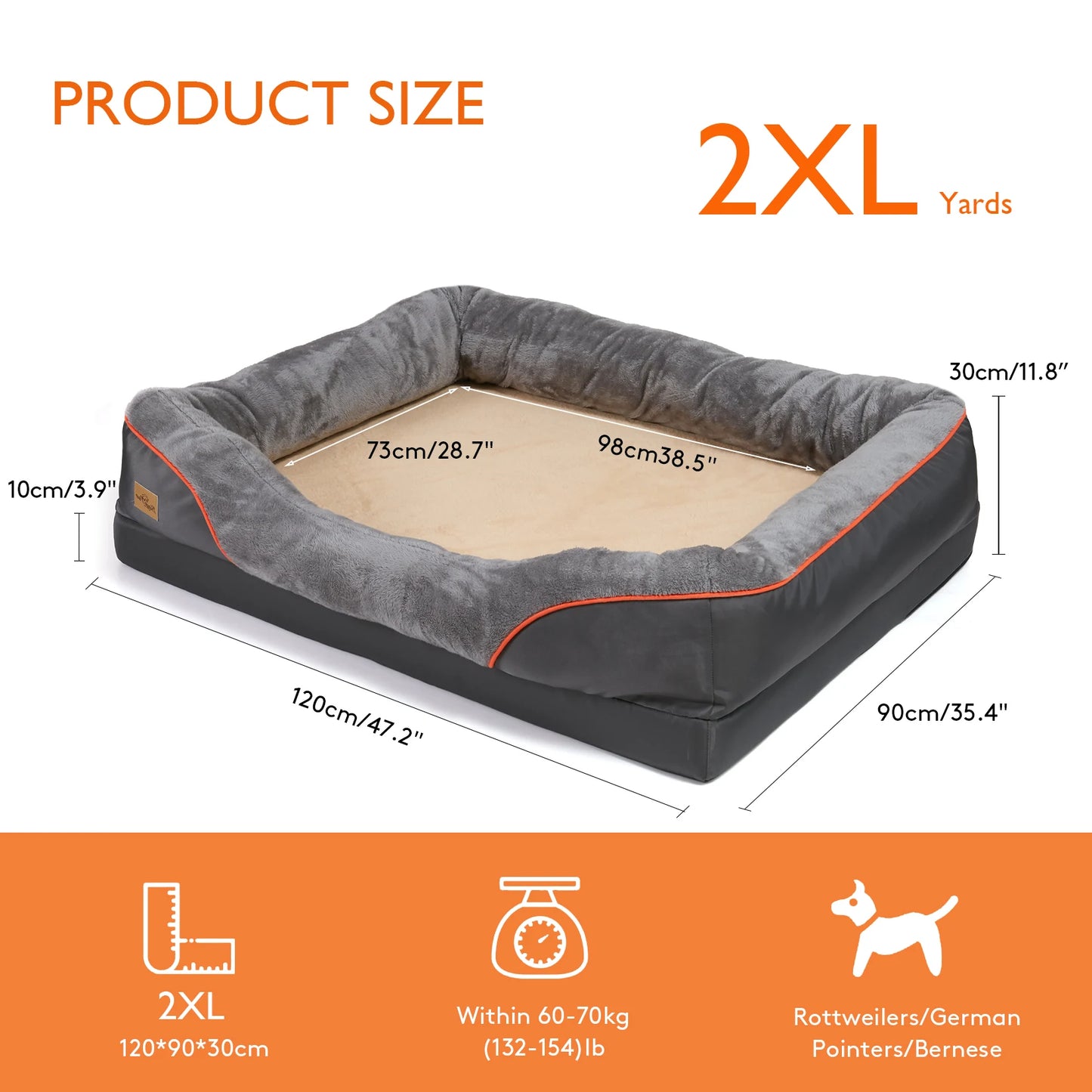 Large orthopedic memory foam dog bed with bolster and waterproof - My Pet Serenity