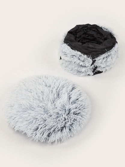 Winter Plush Cat Bed with Tunnel for Indoor Cats - Donut Peephole - My Pet Serenity