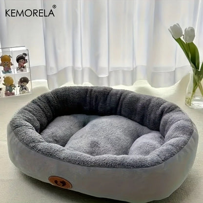 Plush Oval Pet Bed for Dogs & Cats Washable All-Season Cushion - My Pet Serenity