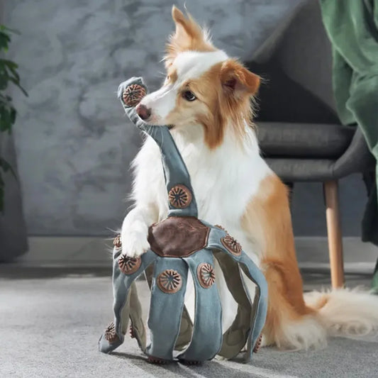 Octopus-shaped dog toy with 24 treat pockets brain-boost - My Pet Serenity
