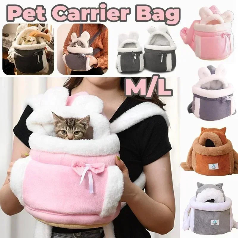 Outdoor Travel Dog and Cat Carrier Backpack - Winter Warm Plush, 6-12kg - My Pet Serenity
