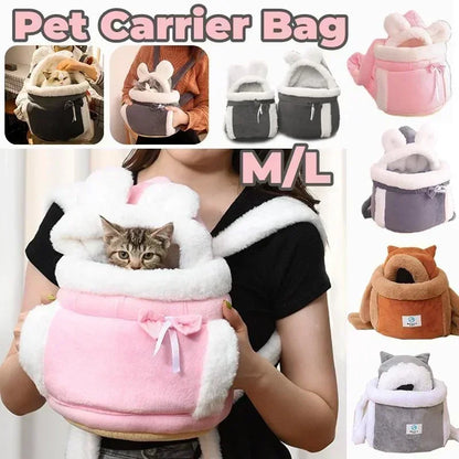 Outdoor Travel Dog and Cat Carrier Backpack - Winter Warm Plush, 6-12kg - My Pet Serenity