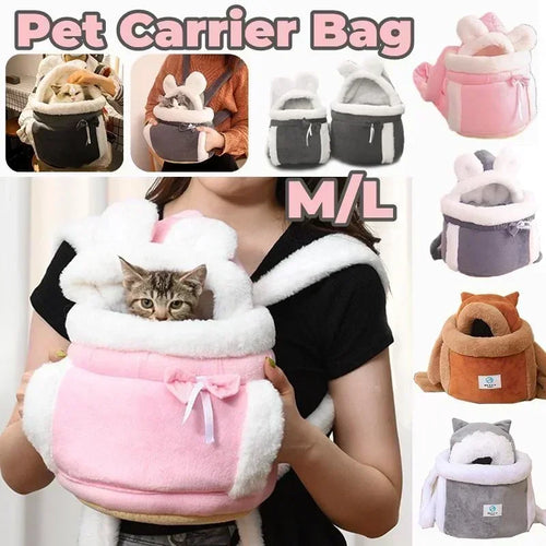 Outdoor Travel Dog and Cat Carrier Backpack - Winter Warm Plush, 6-12kg - My Pet Serenity