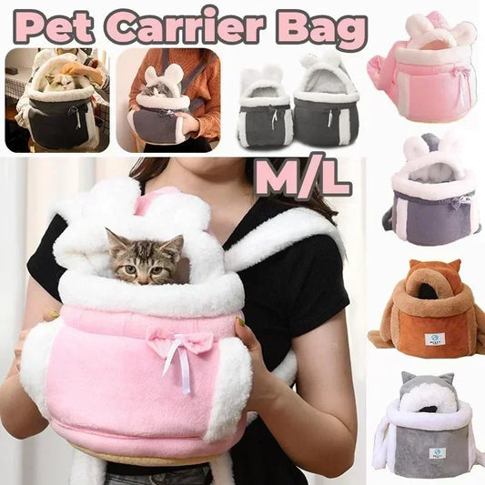 Outdoor Travel Dog and Cat Carrier Backpack - Winter Warm Plush, 6-12kg - My Pet Serenity