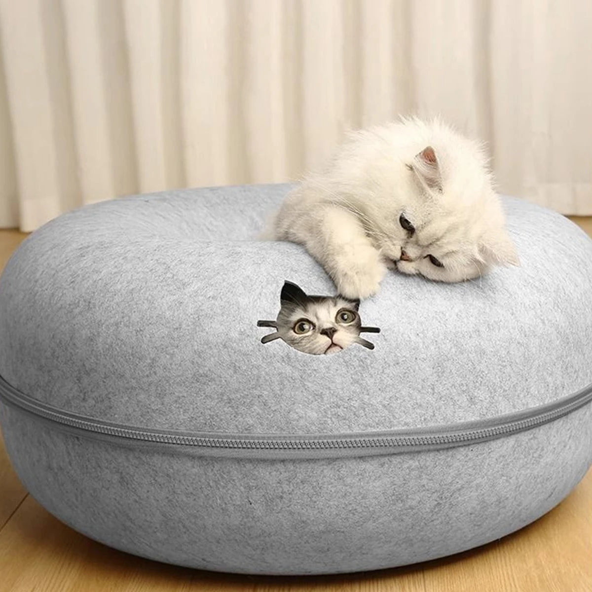 Cat Tunnel Bed - Interactive Felt Indoor Toy for Cats and Kittens - My Pet Serenity