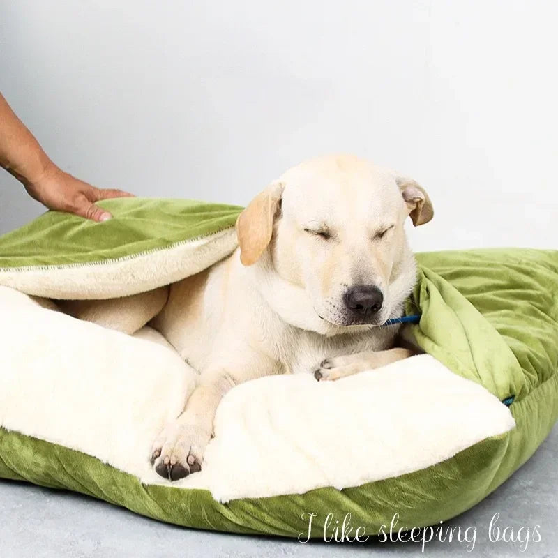Large dog bed with removable cover, warm kennel and blanket - My Pet Serenity