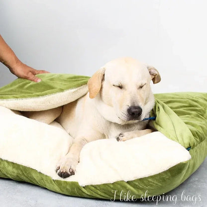 Large dog bed with removable cover, warm kennel and blanket - My Pet Serenity