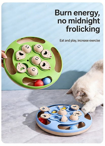 Cat Puzzle Toy Slow Feeder for Indoor Cats, Interactive Turntable - My Pet Serenity