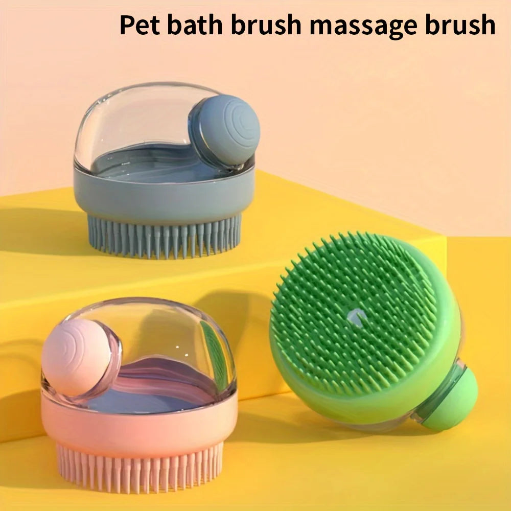 Dog Bath Brush with Soap Dispenser - Silicone Bristles, Pet Grooming - My Pet Serenity
