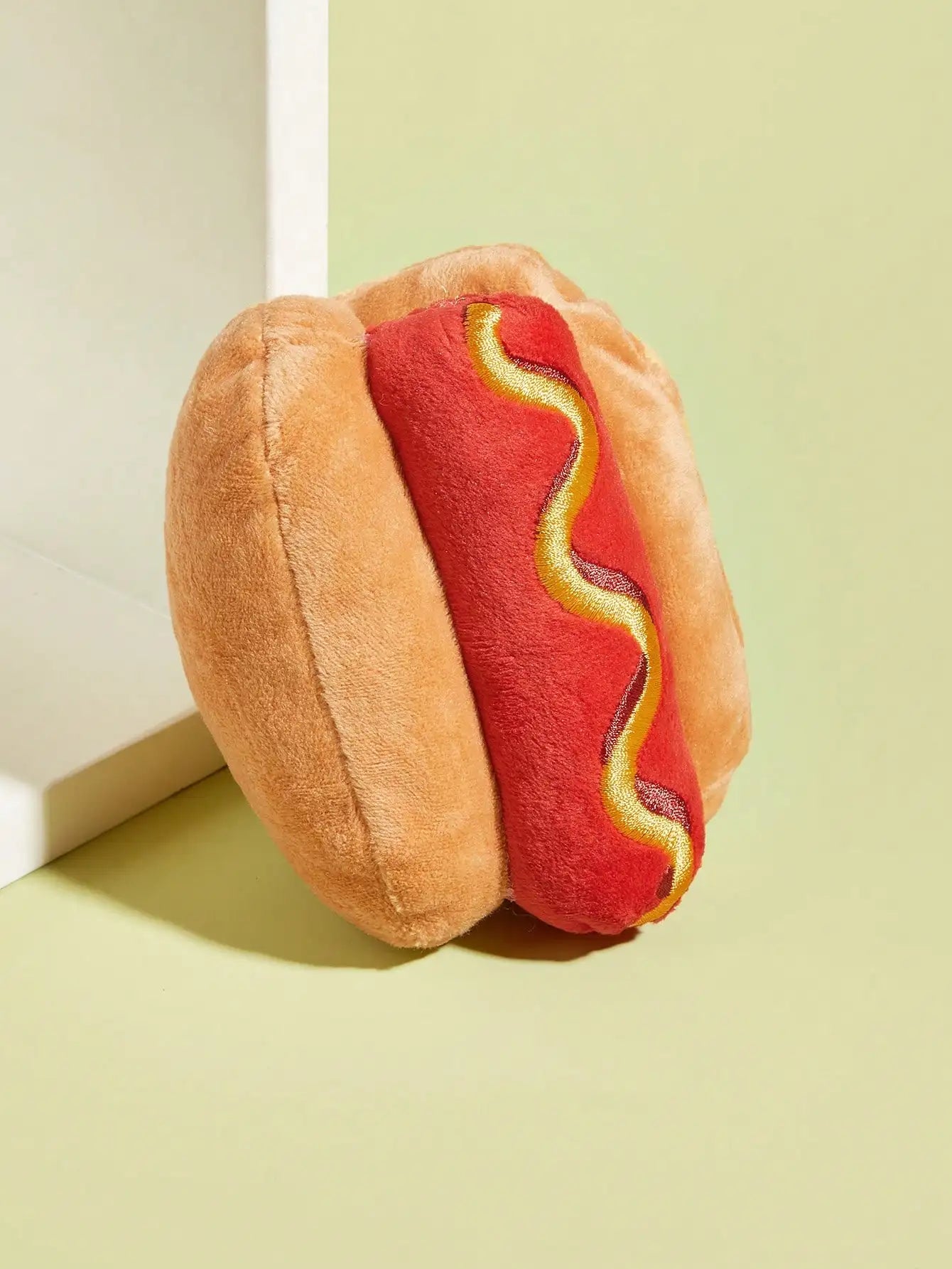 Dog Chew Toy Plush Squeaky Hot Dog Design Durable Interactive Teething Toy - My Pet Serenity