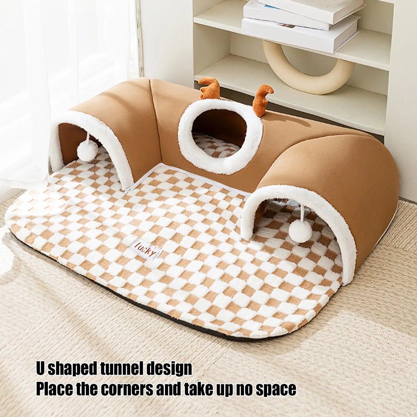 Cat Bed, Foldable Play Tunnel & Tent with Plush Mat – Indoor Hideaway - My Pet Serenity