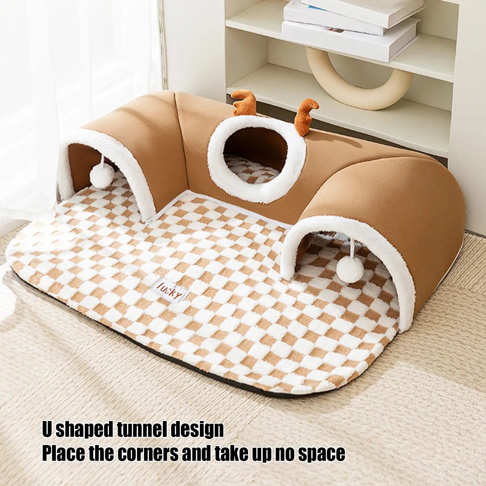 Cat Bed, Foldable Play Tunnel & Tent with Plush Mat – Indoor Hideaway - My Pet Serenity