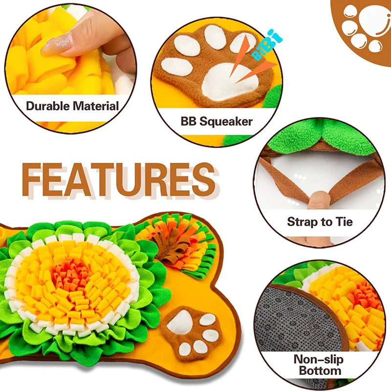 Snuffle Mat for Small/Medium Dogs - Soft Fleece, Squeaky Toy, SlowFeed - My Pet Serenity