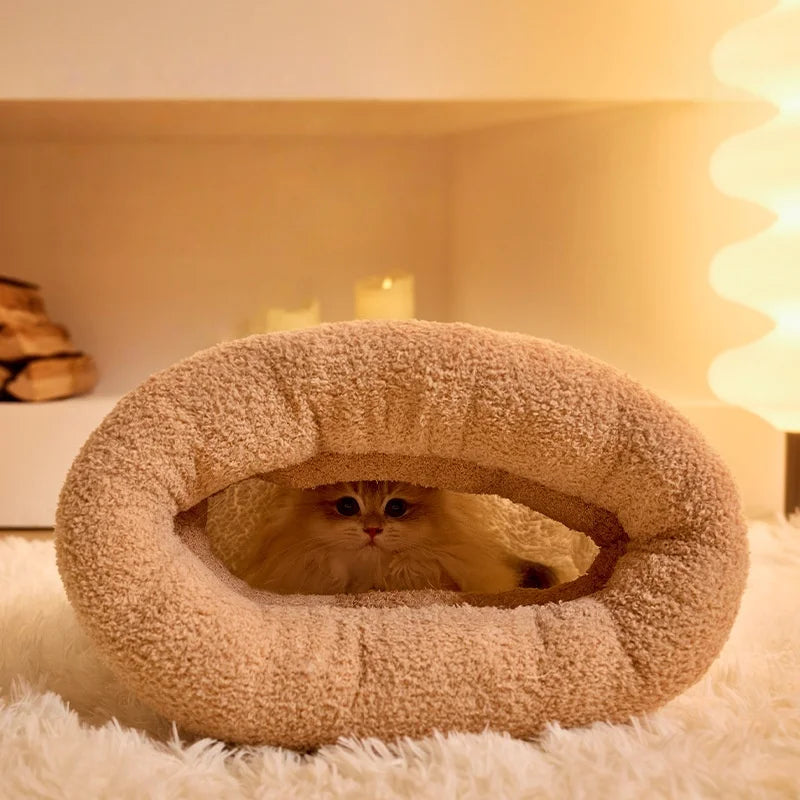 Thermal Cat Cave Bed with Enclosed Sleeping Bag for Anxious Cats - My Pet Serenity